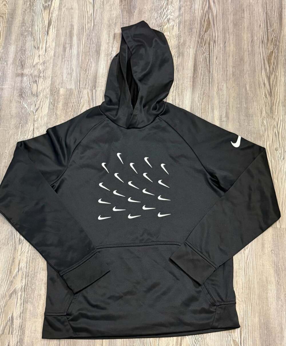 Nike Hoodie Size Youth XL Black Multi Swoosh Logo Pullover
